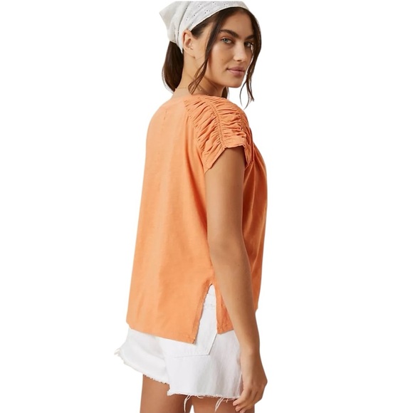 Anthropology Pilcro Smocked Muscle Tee. Orange Size XS #1713 - Picture 4 of 11